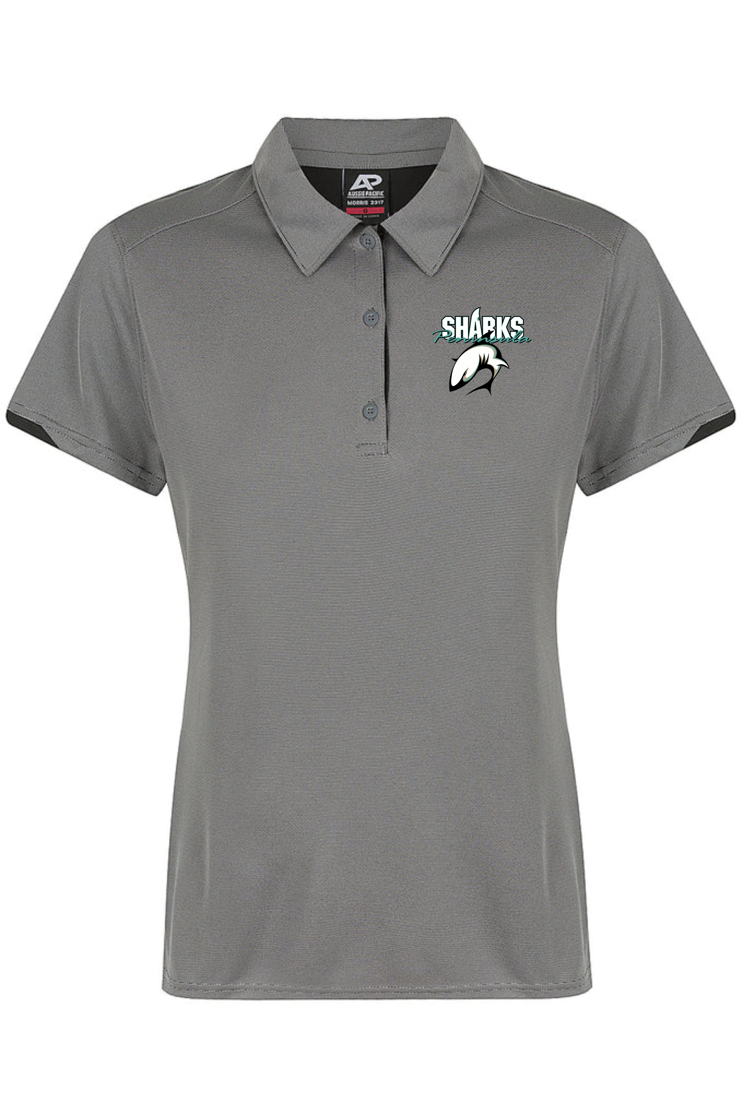 Sharks Ladies Club Polo – Black Marle with White