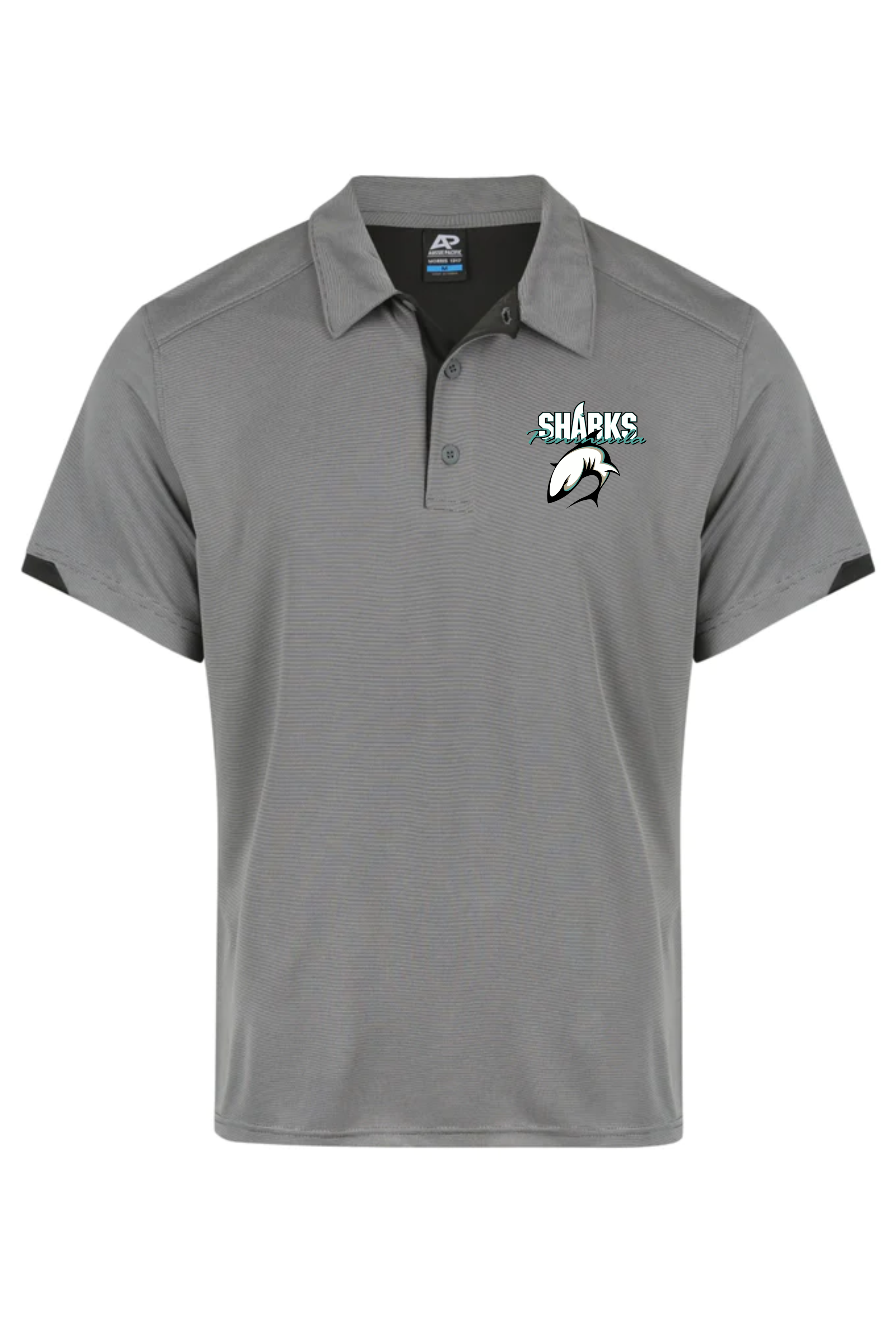 Sharks Unisex Club Polo – Black Marle with White