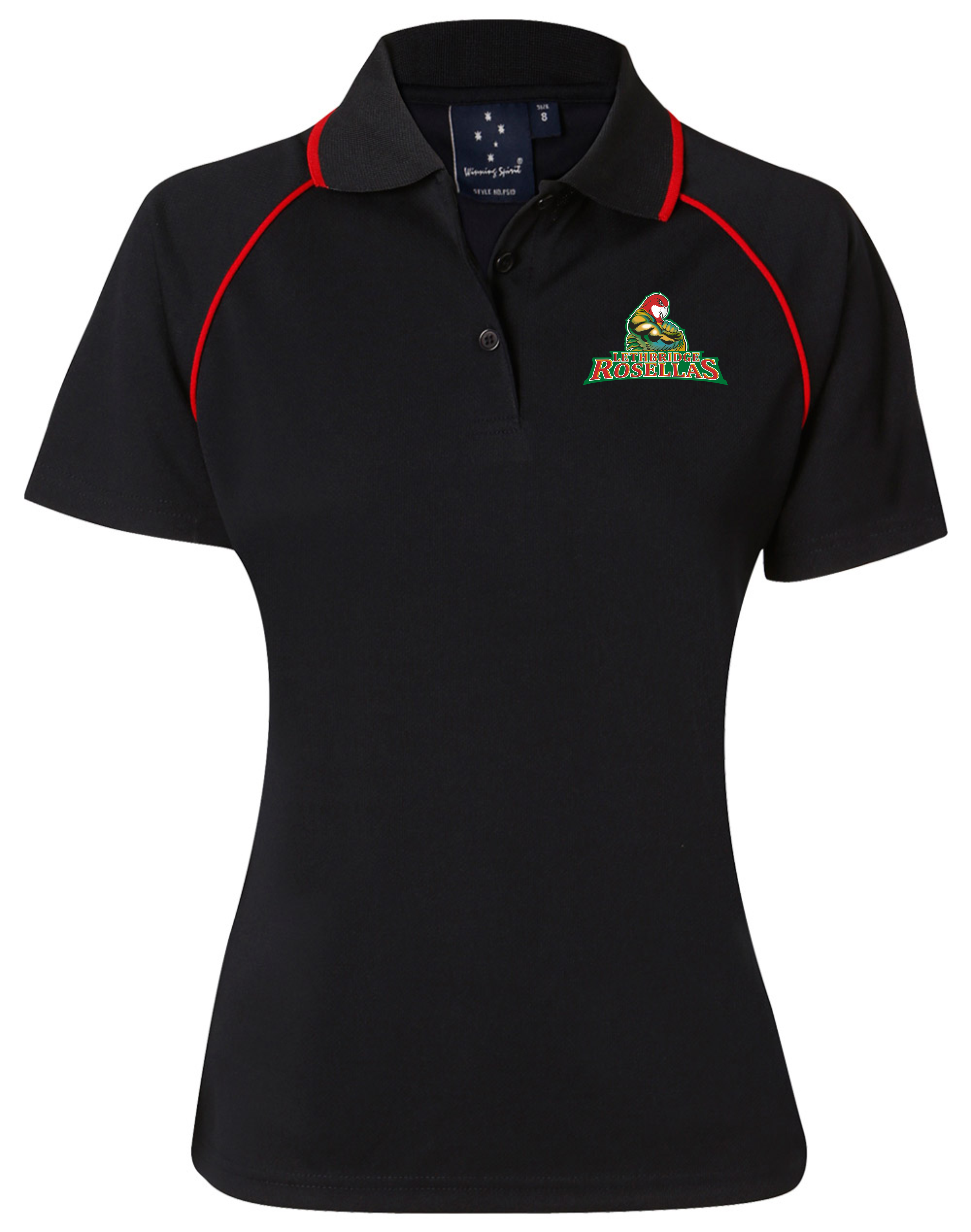 Ladies Club Polo in Black/Red